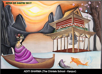 Congratulations to Aditi Sharma of Class – XI for making a place for herself in Top – 40 painters out of 1197 (Category – II) in the JAPAN ON CANVAS 2017 – National Level Painting Competition.  Her painting will be exhibited between 16th October, 2017 to 31st October, 2017 at the World University Design, New Delhi.